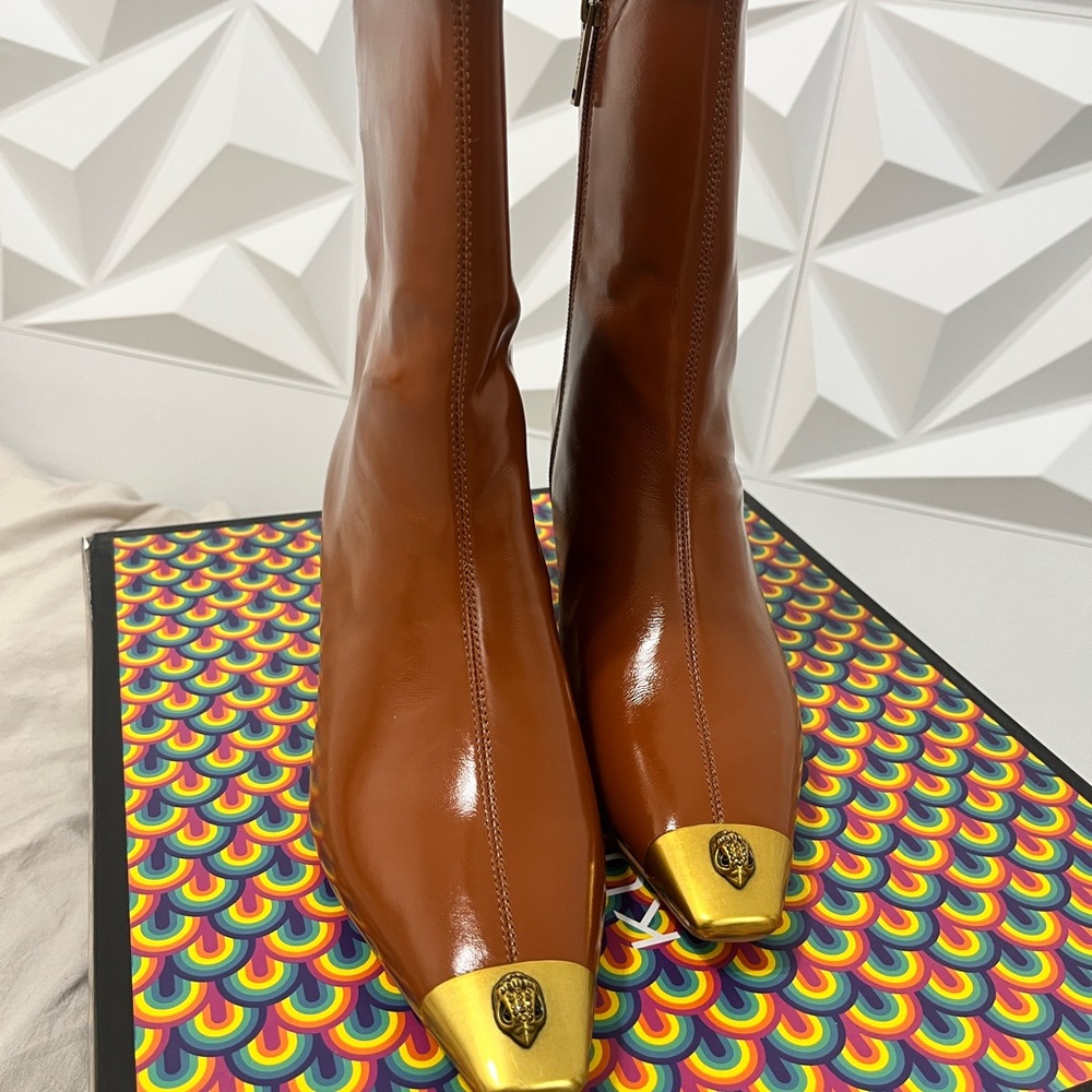 Kurt Geiger Mid Brown Patent/ Regent Ankle Boot - Picture 6 of 14